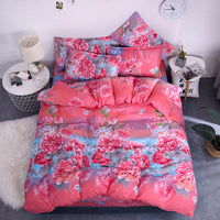 HKM-982995 Aloe Vera Printed Cotton Four-Piece Bedding Set for 1.2m to 2.0m Beds - Modern Floral Designs