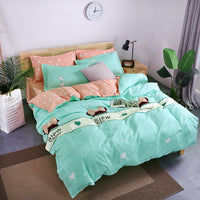 HKM-982995 Aloe Vera Printed Cotton Four-Piece Bedding Set for 1.2m to 2.0m Beds - Modern Floral Designs