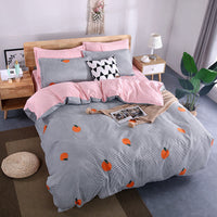HKM-982995 Aloe Vera Printed Cotton Four-Piece Bedding Set for 1.2m to 2.0m Beds - Modern Floral Designs