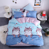 HKM-982995 Aloe Vera Printed Cotton Four-Piece Bedding Set for 1.2m to 2.0m Beds - Modern Floral Designs