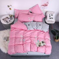 HKM-982995 Aloe Vera Printed Cotton Four-Piece Bedding Set for 1.2m to 2.0m Beds - Modern Floral Designs