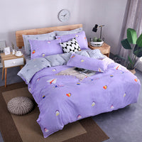 HKM-982995 Aloe Vera Printed Cotton Four-Piece Bedding Set for 1.2m to 2.0m Beds - Modern Floral Designs