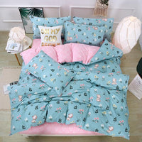 HKM-982995 Aloe Vera Printed Cotton Four-Piece Bedding Set for 1.2m to 2.0m Beds - Modern Floral Designs