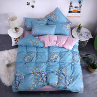 HKM-982995 Aloe Vera Printed Cotton Four-Piece Bedding Set for 1.2m to 2.0m Beds - Modern Floral Designs