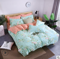 HKM-982995 Aloe Vera Printed Cotton Four-Piece Bedding Set for 1.2m to 2.0m Beds - Modern Floral Designs