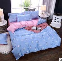 HKM-982995 Aloe Vera Printed Cotton Four-Piece Bedding Set for 1.2m to 2.0m Beds - Modern Floral Designs