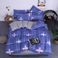 HKM-982995 Aloe Vera Printed Cotton Four-Piece Bedding Set for 1.2m to 2.0m Beds - Modern Floral Designs