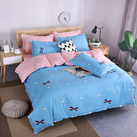 HKM-982995 Aloe Vera Printed Cotton Four-Piece Bedding Set for 1.2m to 2.0m Beds - Modern Floral Designs