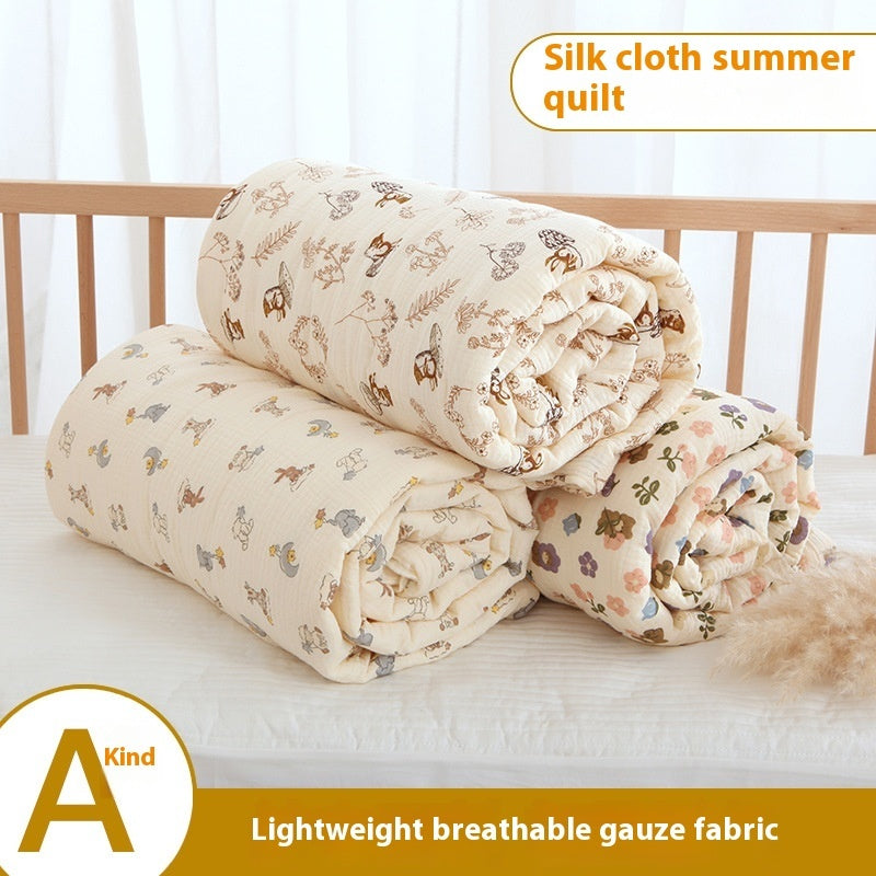 HKM-982995 Pure Cotton Cartoon Design Baby Summer Blanket - Available in Two Sizes (120x150, 150x200)