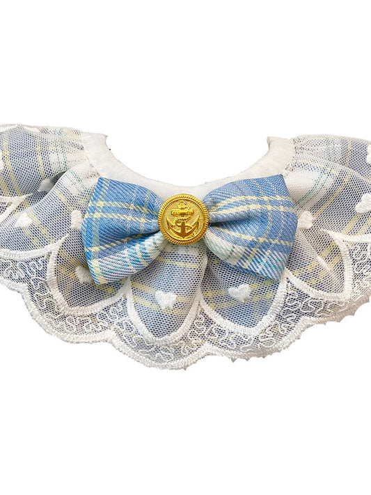 HKM-982995 Stylish Cotton Pet Bib with Lattice Design for Cats and Dogs