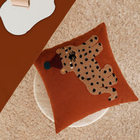 HKM-983059 Cartoon Leopard Square Throw Pillow for Living Room, 45x45cm Cushion Cover
