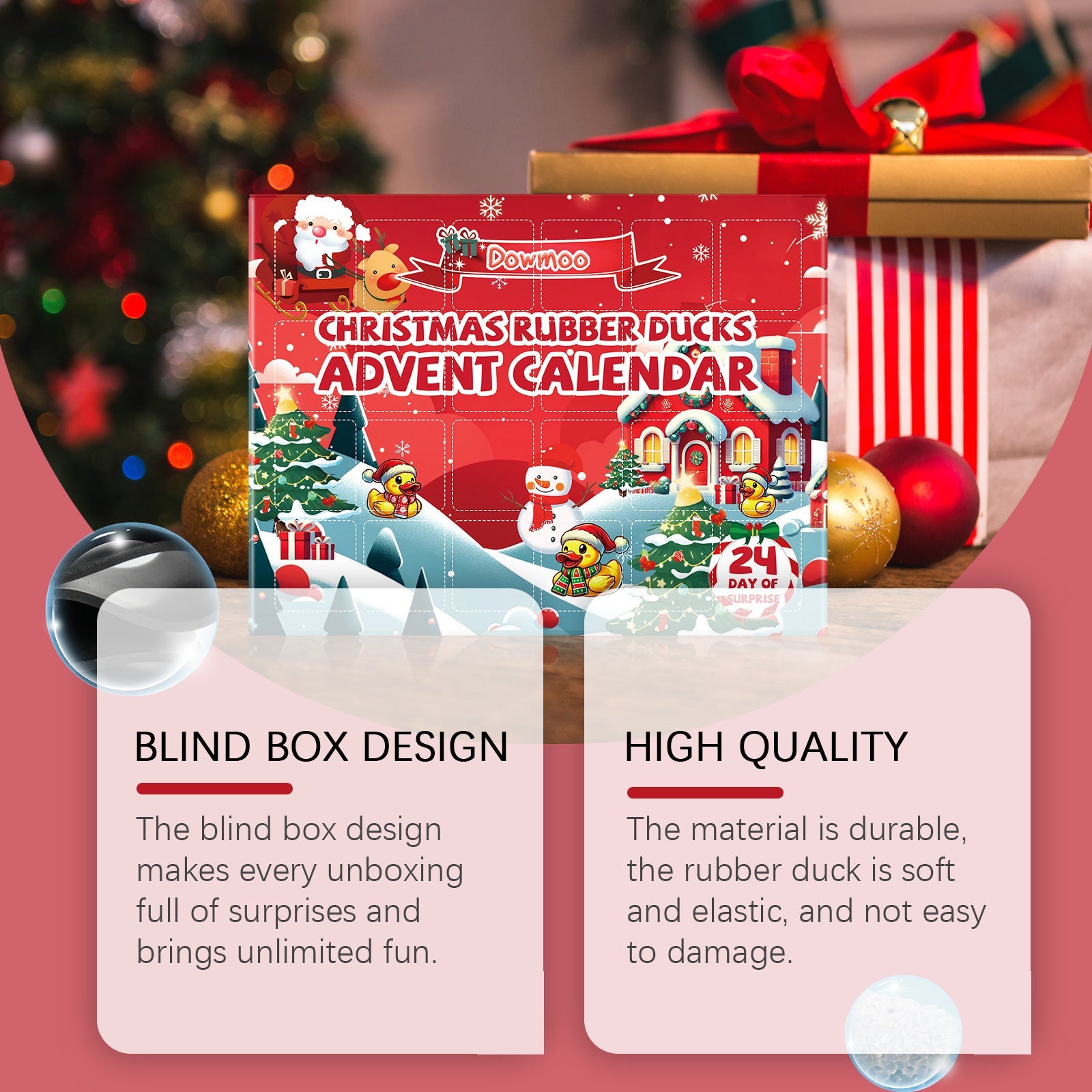 HKM-983123 24-Piece Christmas Advent Rubber Duck Blind Box Set for Teenagers