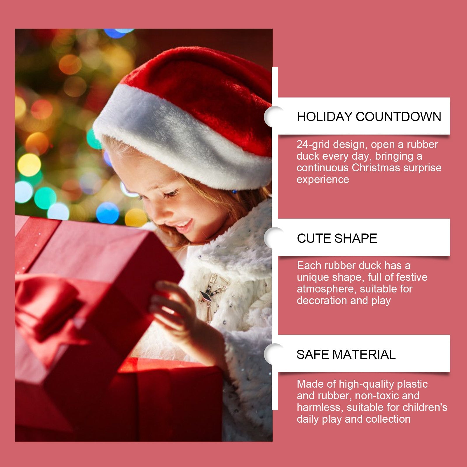 HKM-983123 24-Piece Christmas Advent Rubber Duck Blind Box Set for Teenagers
