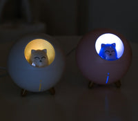 HKM-983315 Cute Planet Cat Night Light Humidifier with USB - Silent Spray, 220ml Capacity for Home Office