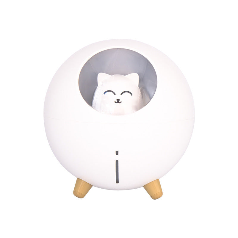 HKM-983315 Cute Planet Cat Night Light Humidifier with USB - Silent Spray, 220ml Capacity for Home Office