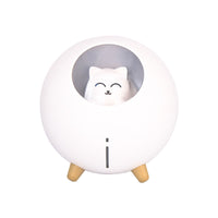 HKM-983315 Cute Planet Cat Night Light Humidifier with USB - Silent Spray, 220ml Capacity for Home Office