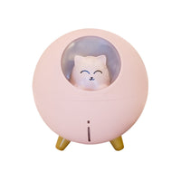 HKM-983315 Cute Planet Cat Night Light Humidifier with USB - Silent Spray, 220ml Capacity for Home Office