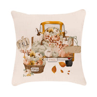 HKM-983379 Autumn Pumpkin Design Linen Cushion Cover for Car and Sofa - 45x45 cm