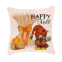 HKM-983379 Autumn Pumpkin Design Linen Cushion Cover for Car and Sofa - 45x45 cm