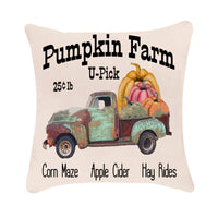 HKM-983379 Autumn Pumpkin Design Linen Cushion Cover for Car and Sofa - 45x45 cm