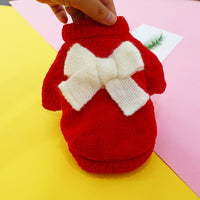 HKM-983571 Cozy Bowknot Hollow Knit Dog Sweater in Various Colors for Pets