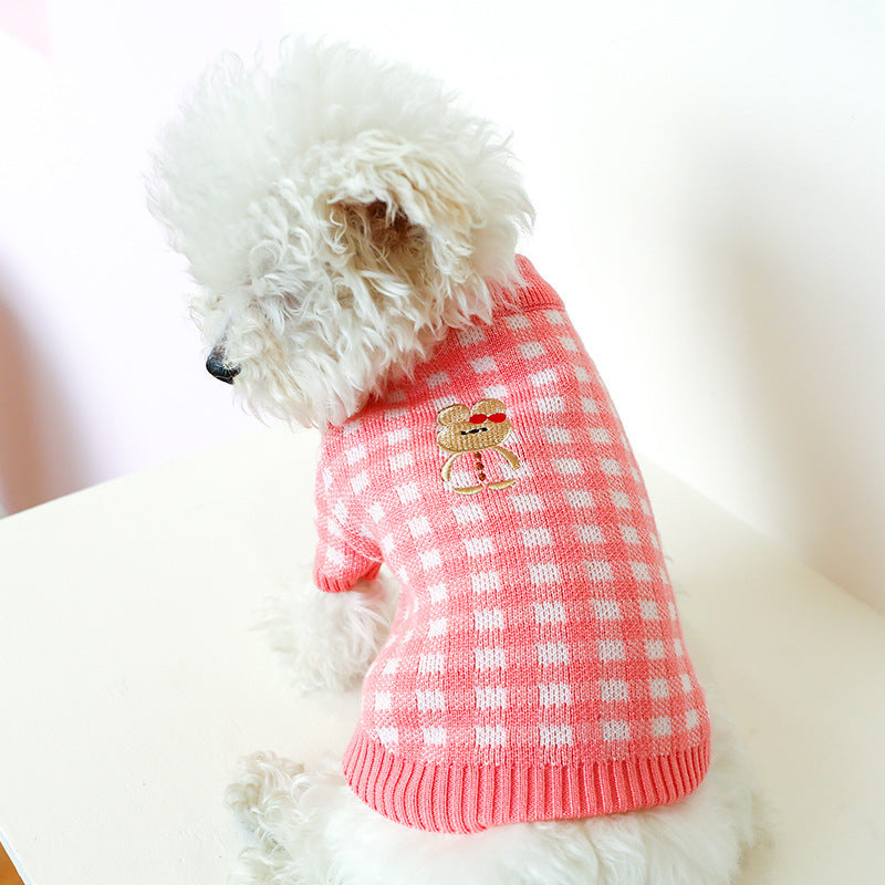 HKM-983571 Cozy Bowknot Hollow Knit Dog Sweater in Various Colors for Pets