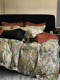 HKM-983763 Geometric Floral Long-Staple Cotton Four-Piece Bedding Set for Twin and Full Beds