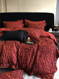 HKM-983763 Geometric Floral Long-Staple Cotton Four-Piece Bedding Set for Twin and Full Beds