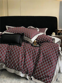 HKM-983763 Geometric Floral Long-Staple Cotton Four-Piece Bedding Set for Twin and Full Beds