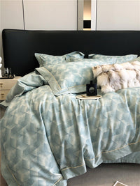 HKM-983763 Geometric Floral Long-Staple Cotton Four-Piece Bedding Set for Twin and Full Beds