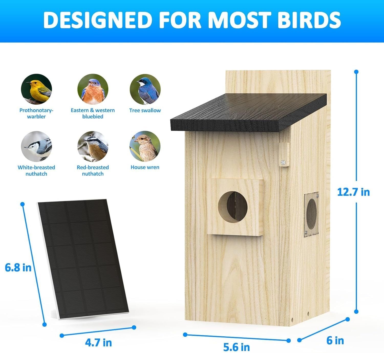 HKM-983763 Smart Bird House with 4MP Camera and Solar Power, Live Nesting Watch, AI Bird Behavior Detection, DIY Gift