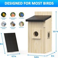 HKM-983763 Smart Bird House with 4MP Camera and Solar Power, Live Nesting Watch, AI Bird Behavior Detection, DIY Gift