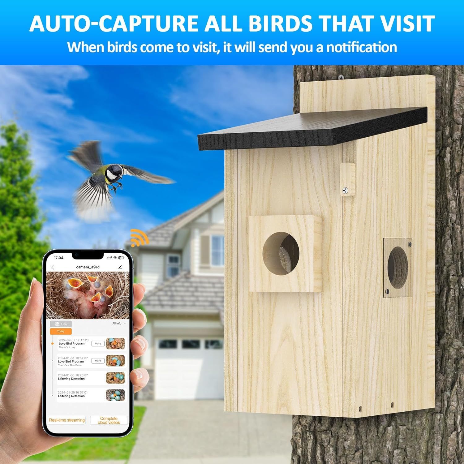 HKM-983763 Smart Bird House with 4MP Camera and Solar Power, Live Nesting Watch, AI Bird Behavior Detection, DIY Gift