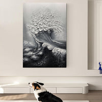 HKM-984083 Abstract 3D Ocean Wave Hand-Painted Oil Canvas Art for Modern Home Decor