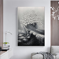 HKM-984083 Abstract 3D Ocean Wave Hand-Painted Oil Canvas Art for Modern Home Decor