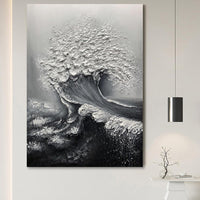 HKM-984083 Abstract 3D Ocean Wave Hand-Painted Oil Canvas Art for Modern Home Decor