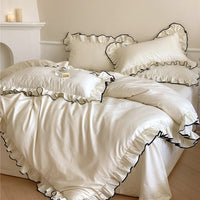 HKM-984147 French Long-Staple Cotton Bed Sheet Set with Duvet Cover and Pillowcases in Miss Sweetheart Patterns