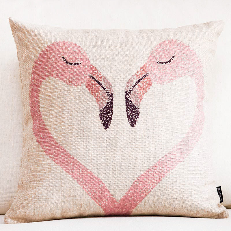 HKM-984211 Swan Series Medium Cotton and Linen Blend Pillowcase - 45 x 45 cm