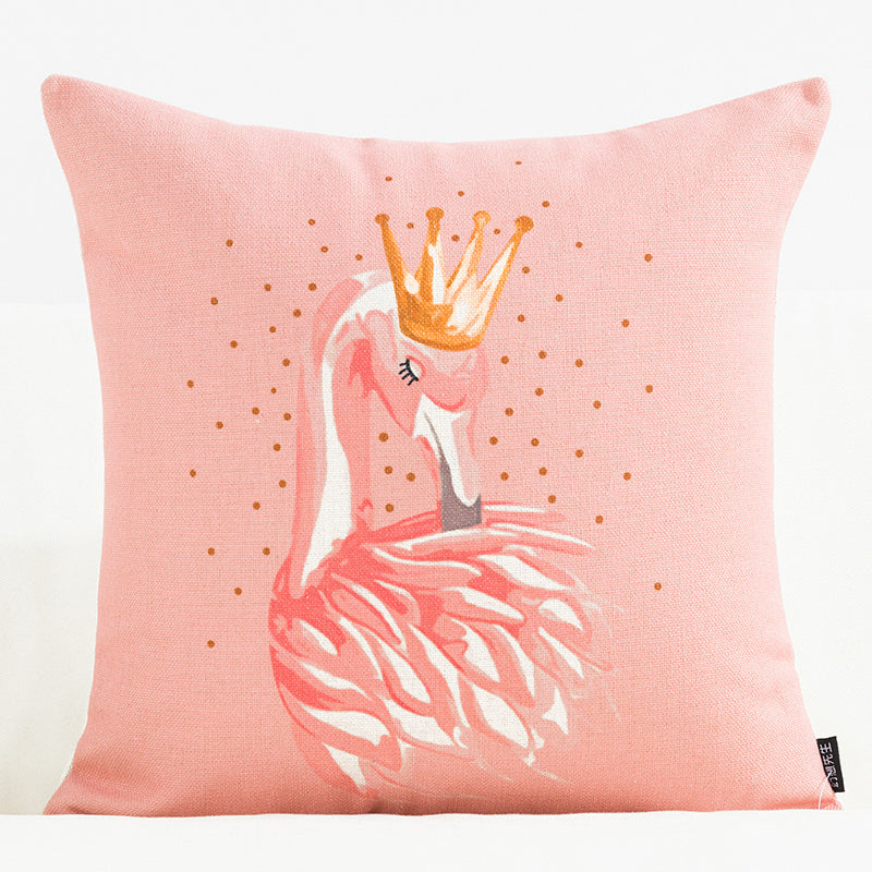HKM-984211 Swan Series Medium Cotton and Linen Blend Pillowcase - 45 x 45 cm