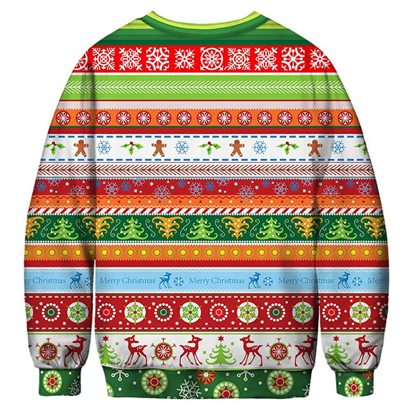 HKM-984275 Dog Digital Print Loose Fit Pullover Crew Neck Top in Polyester