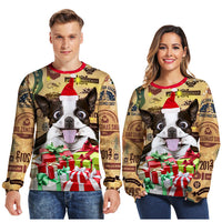 HKM-984275 Dog Digital Print Loose Fit Pullover Crew Neck Top in Polyester