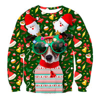 HKM-984275 Dog Digital Print Loose Fit Pullover Crew Neck Top in Polyester