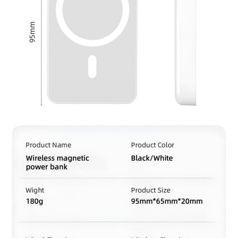 HKM-984339 Portable Magnetic Fast Charging Power Bank - 10000mAh Capacity, USB-C and Wireless Charging for Smartphones and Tablets