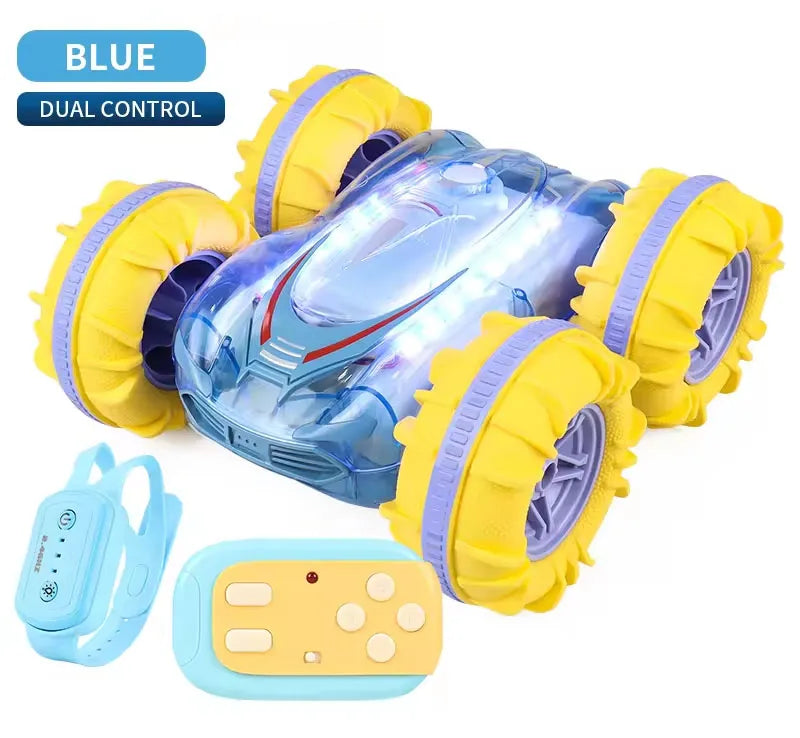HKM-984403 Amphibious Double-Sided RC Stunt Car with Colorful LED Lights and Gesture Control