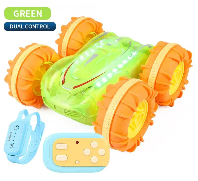 HKM-984403 Amphibious Double-Sided RC Stunt Car with Colorful LED Lights and Gesture Control