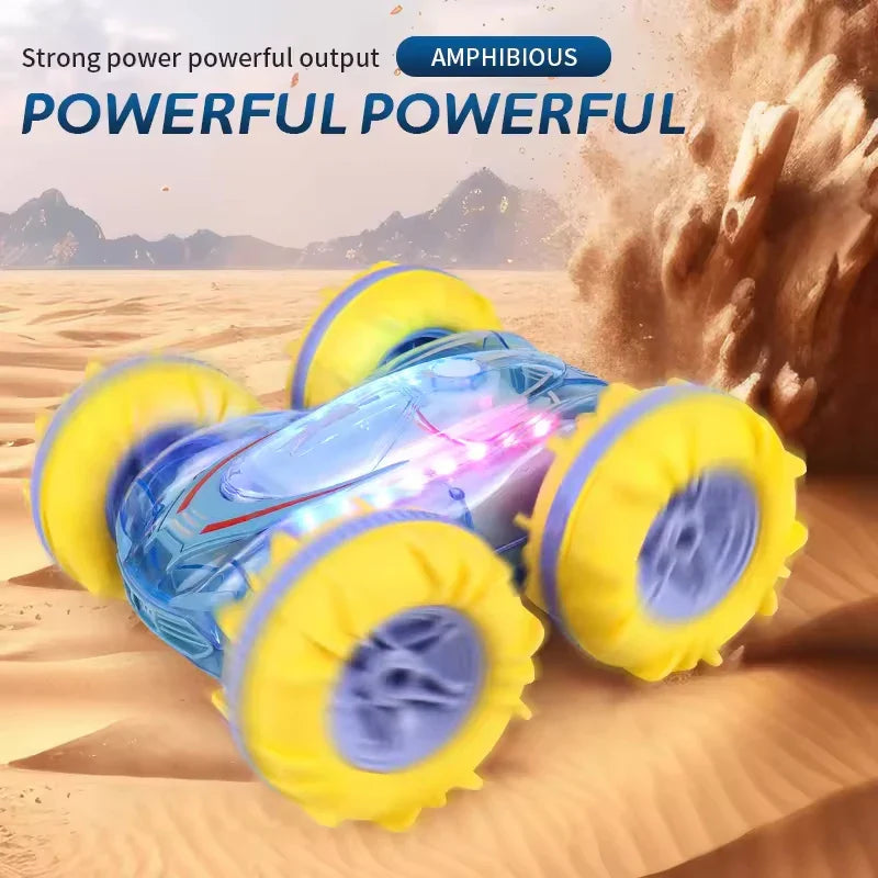 HKM-984403 Amphibious Double-Sided RC Stunt Car with Colorful LED Lights and Gesture Control