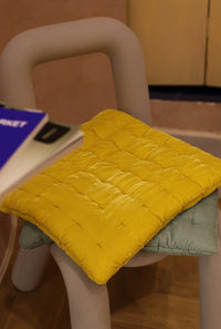HKM-984467 Reflective Plush Velvet Cushion in Lemon Yellow and Lake Aqua Green, 45x45cm