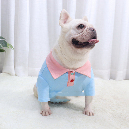 HKM-984659 Colorful Cotton T-shirts for Bulldogs - Pink, Blue, Green, Orange in Sizes S-XXL