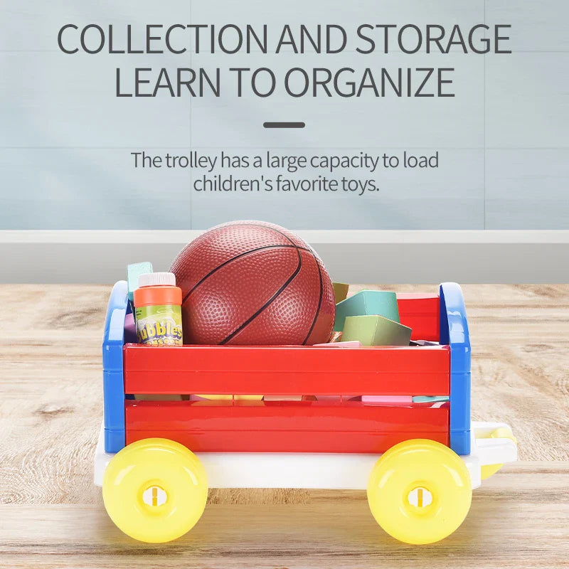 HKM-984723 Storage Trolley Toy Cart for Kids - Educational DIY Assembly Blocks for Ages 2-4