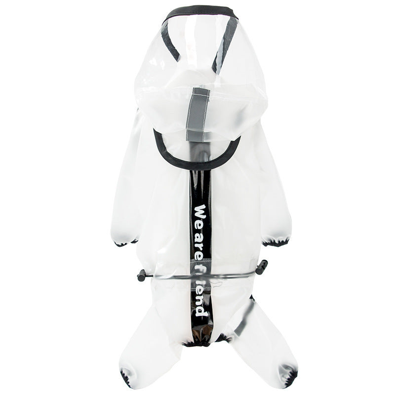 HKM-984787 Casual Puppy Dog Raincoat for Four Feet in Frosted White or Frosted Black